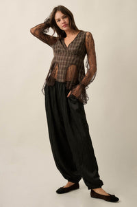 Luster for Life Textured Satin Balloon Pants - ShopPromesa