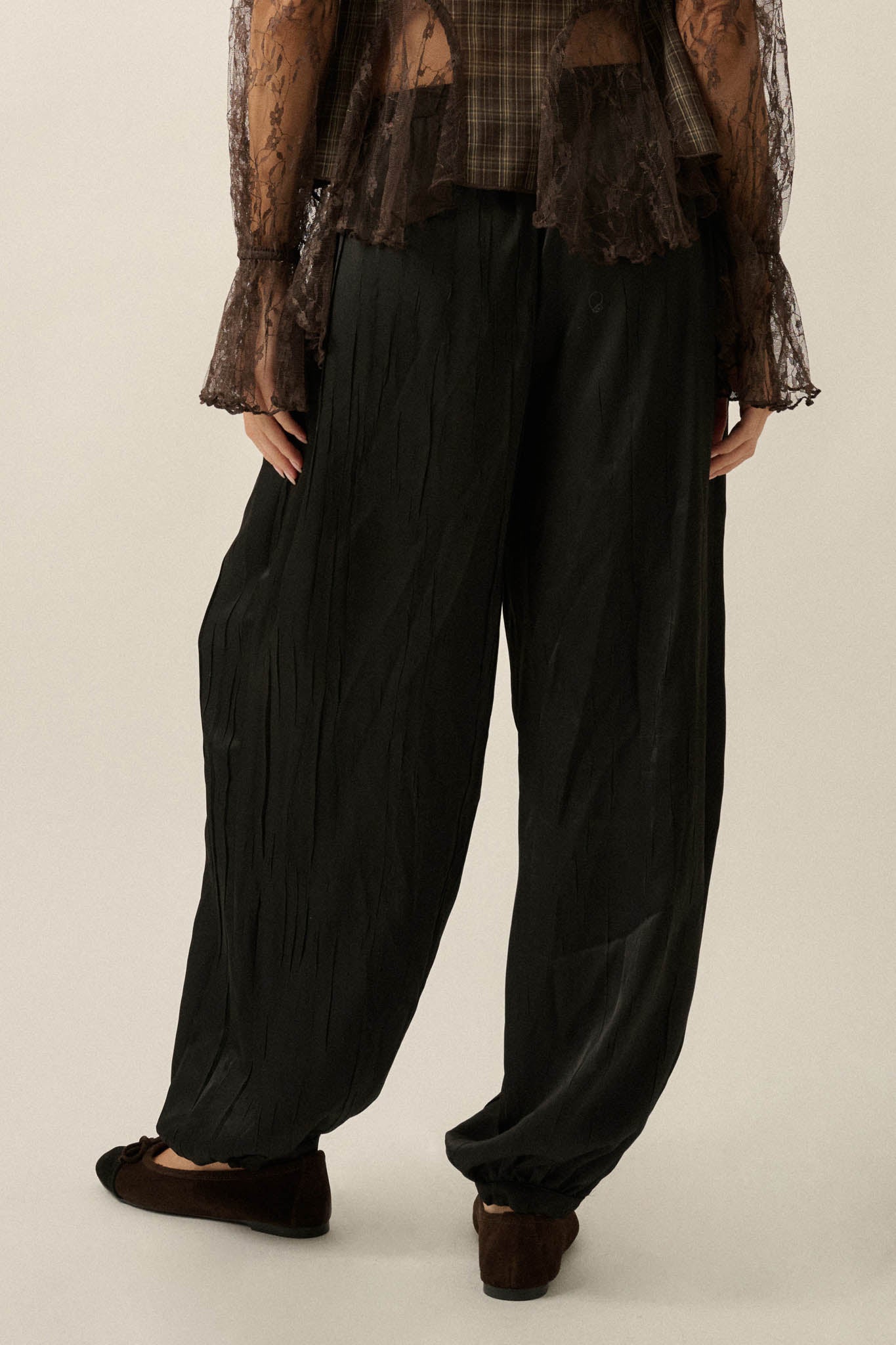 Luster for Life Textured Satin Balloon Pants - ShopPromesa