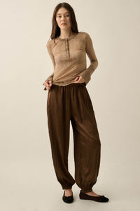 Luster for Life Textured Satin Balloon Pants - ShopPromesa