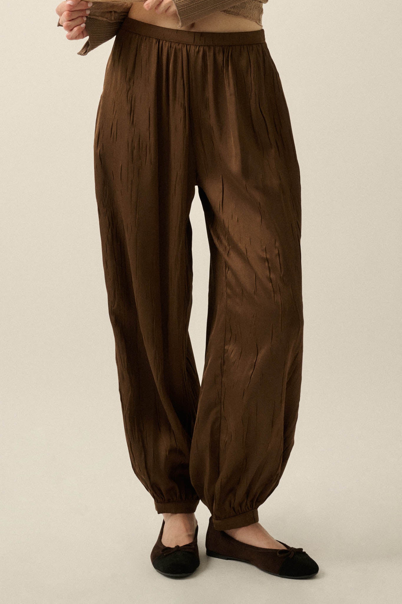 Luster for Life Textured Satin Balloon Pants - ShopPromesa