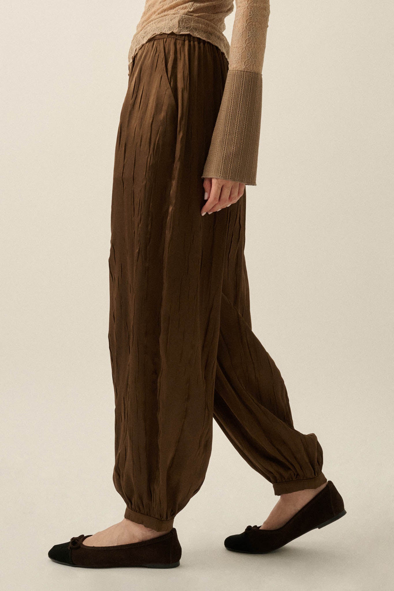 Luster for Life Textured Satin Balloon Pants - ShopPromesa