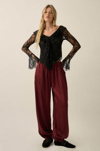 Luster for Life Textured Satin Balloon Pants - ShopPromesa