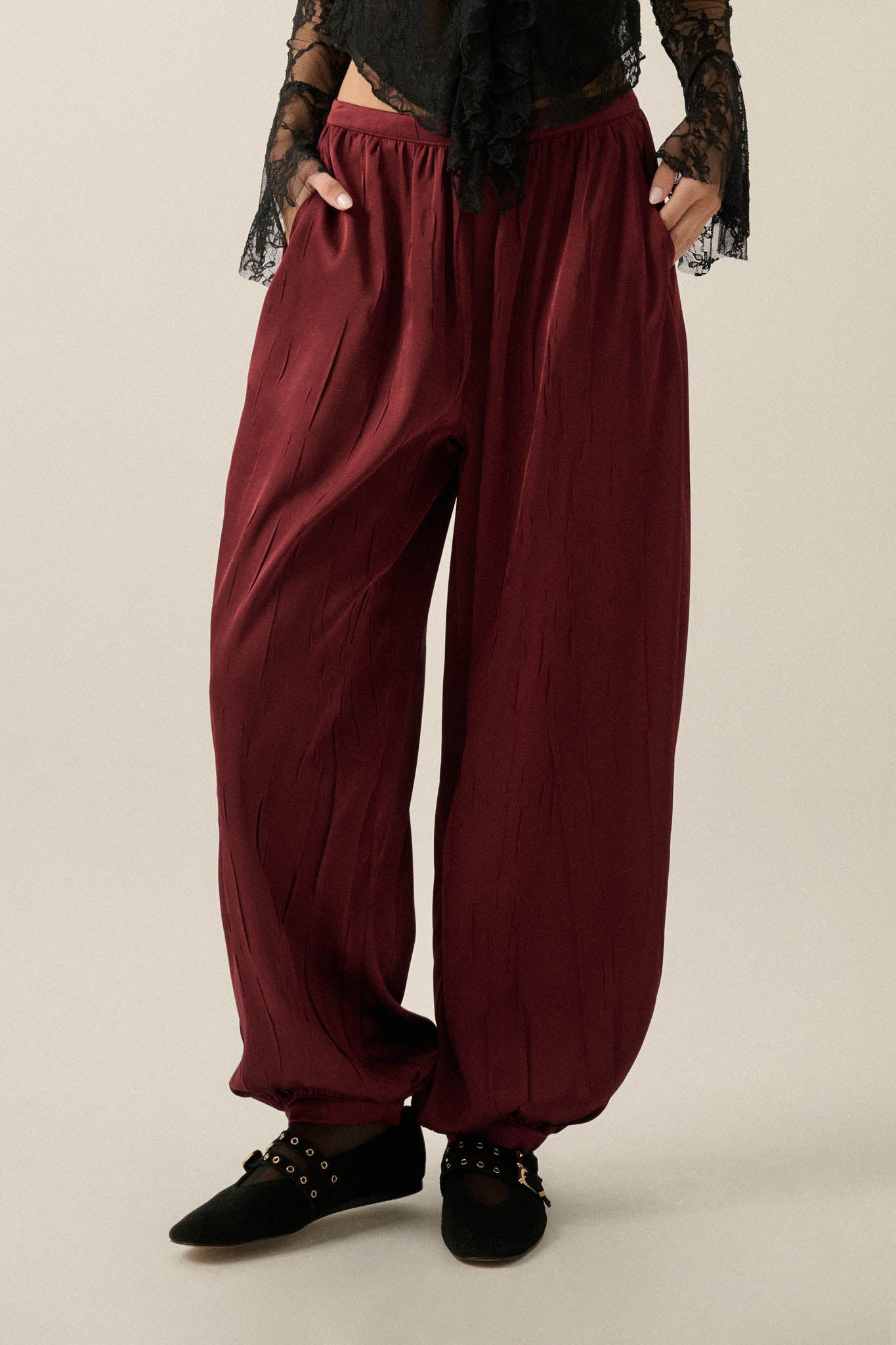 Luster for Life Textured Satin Balloon Pants - ShopPromesa