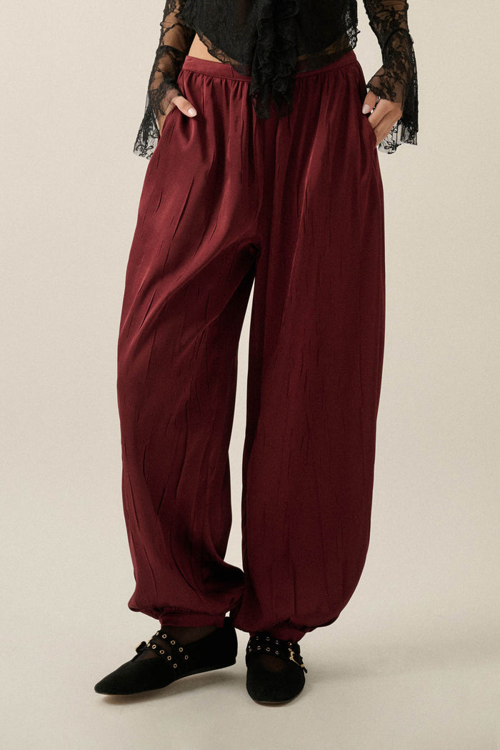 Luster for Life Textured Satin Balloon Pants - ShopPromesa