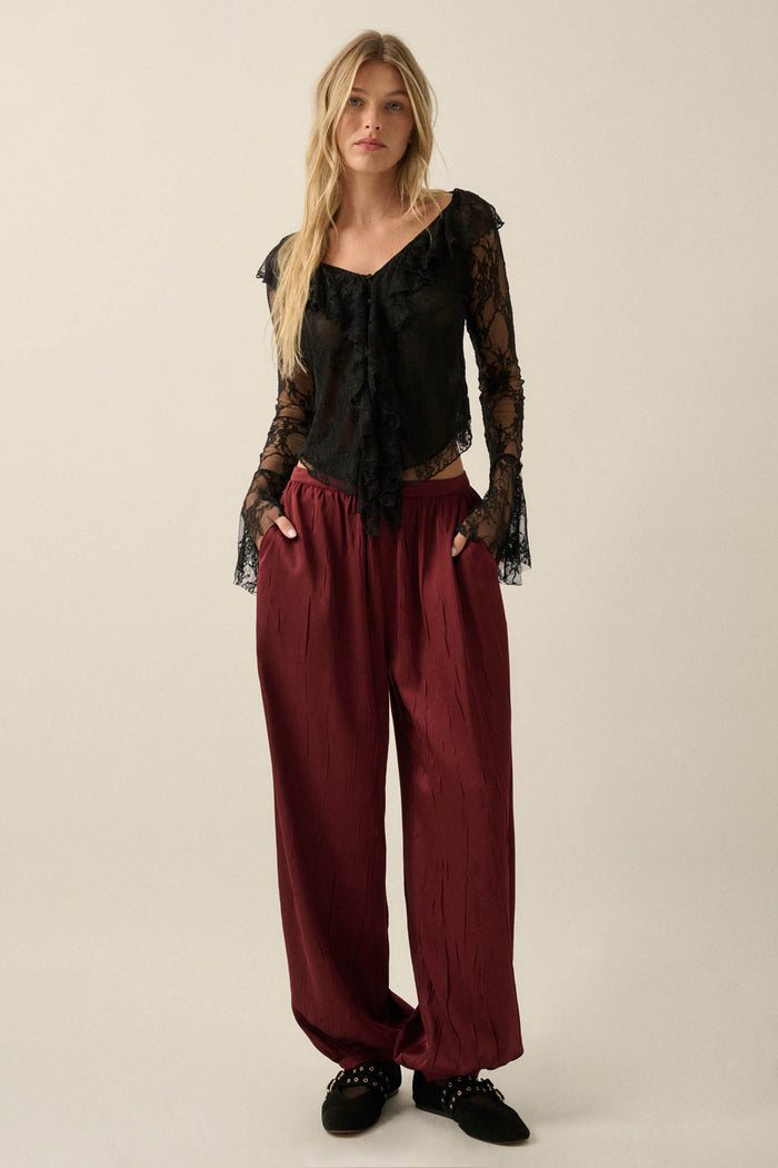 Luster for Life Textured Satin Balloon Pants - ShopPromesa