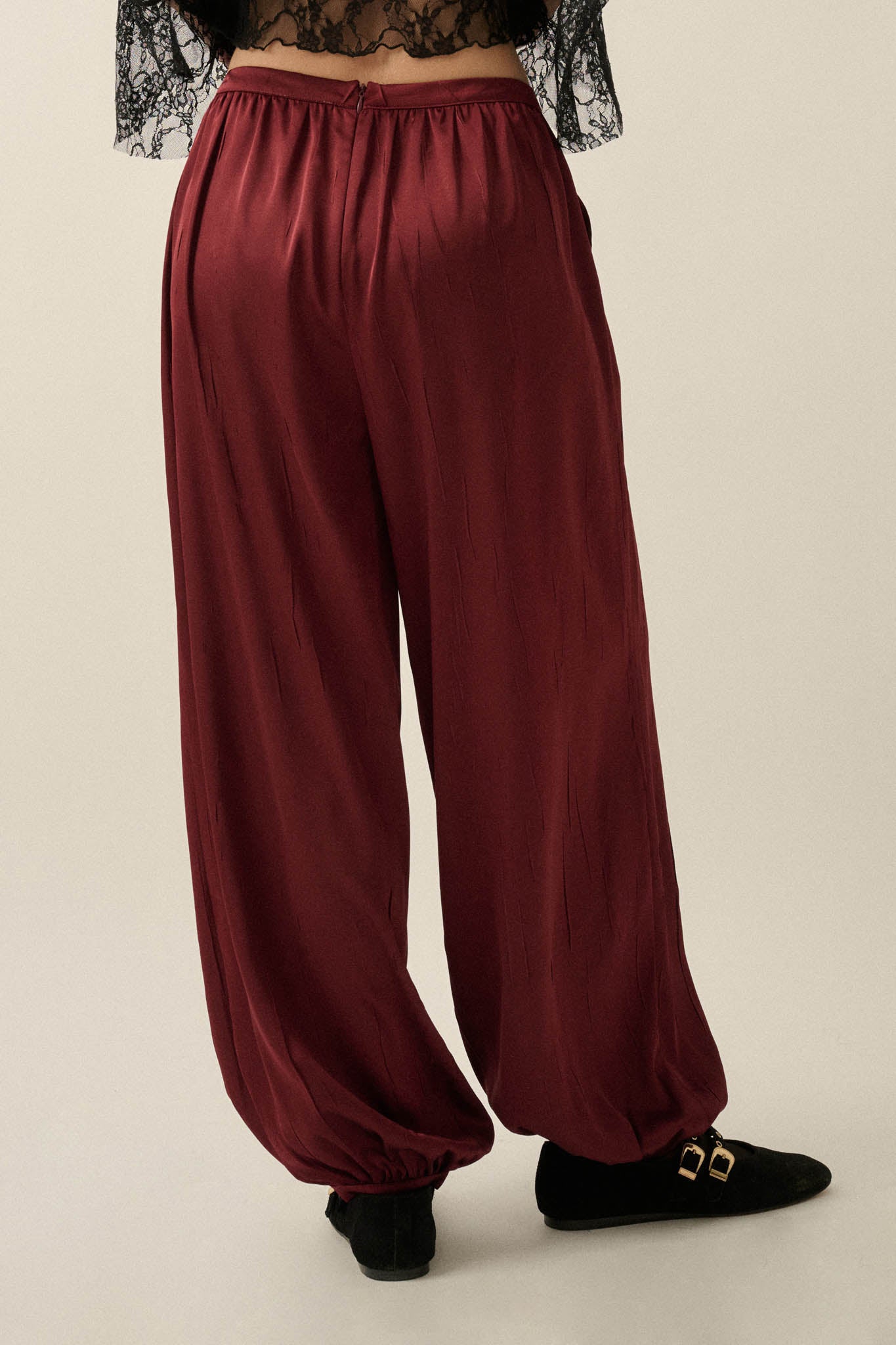 Luster for Life Textured Satin Balloon Pants - ShopPromesa