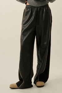 Faux Real Vegan Leather and Suede Wide-Leg Pants - ShopPromesa