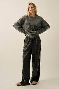 Faux Real Vegan Leather and Suede Wide-Leg Pants - ShopPromesa