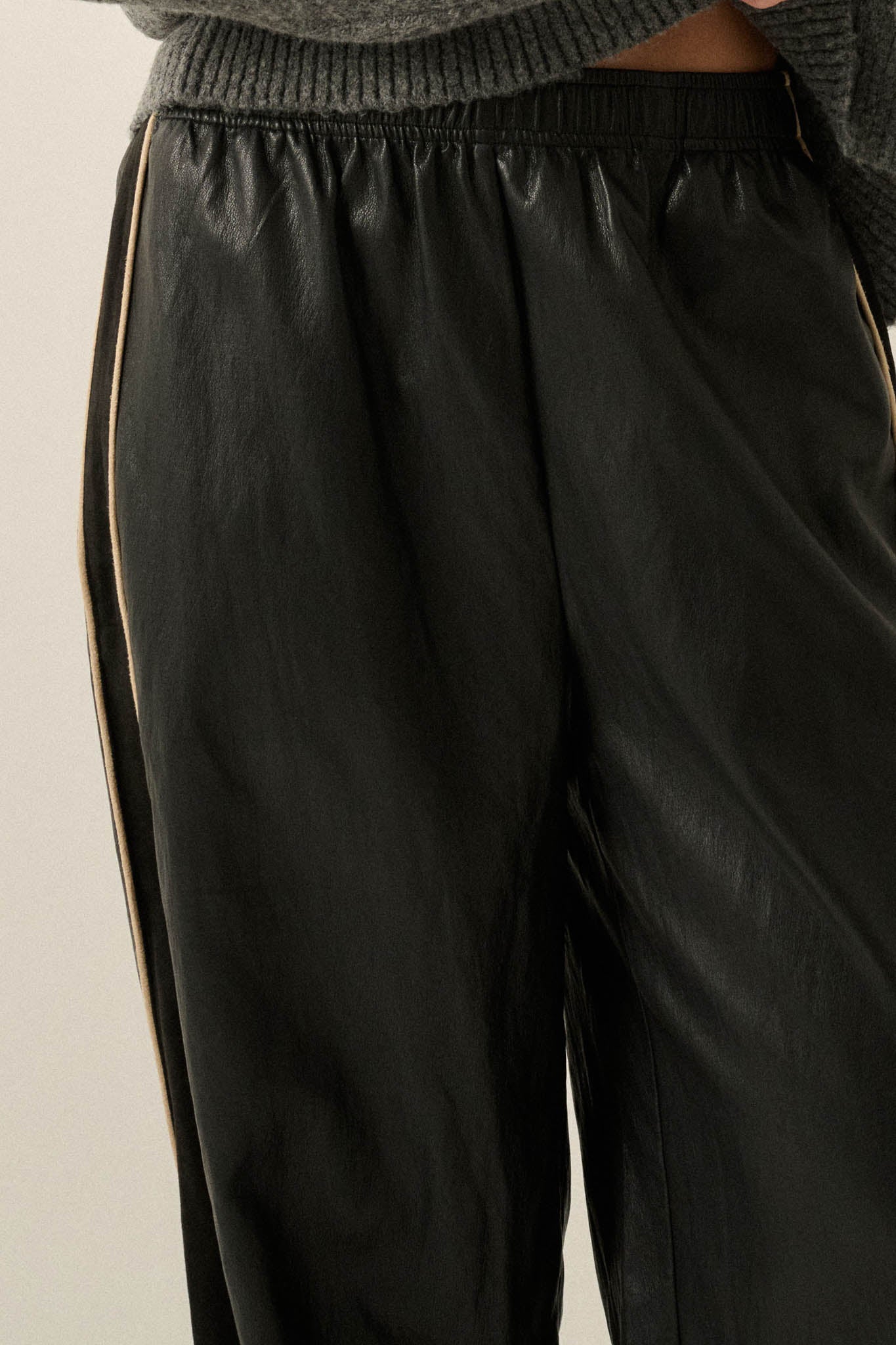 Faux Real Vegan Leather and Suede Wide-Leg Pants - ShopPromesa