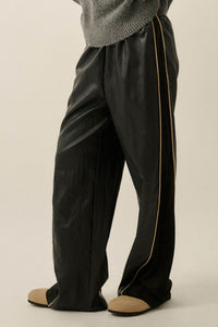Faux Real Vegan Leather and Suede Wide-Leg Pants - ShopPromesa