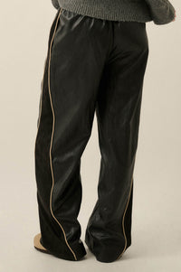 Faux Real Vegan Leather and Suede Wide-Leg Pants - ShopPromesa