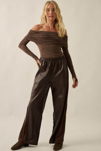 Faux Real Vegan Leather and Suede Wide-Leg Pants - ShopPromesa