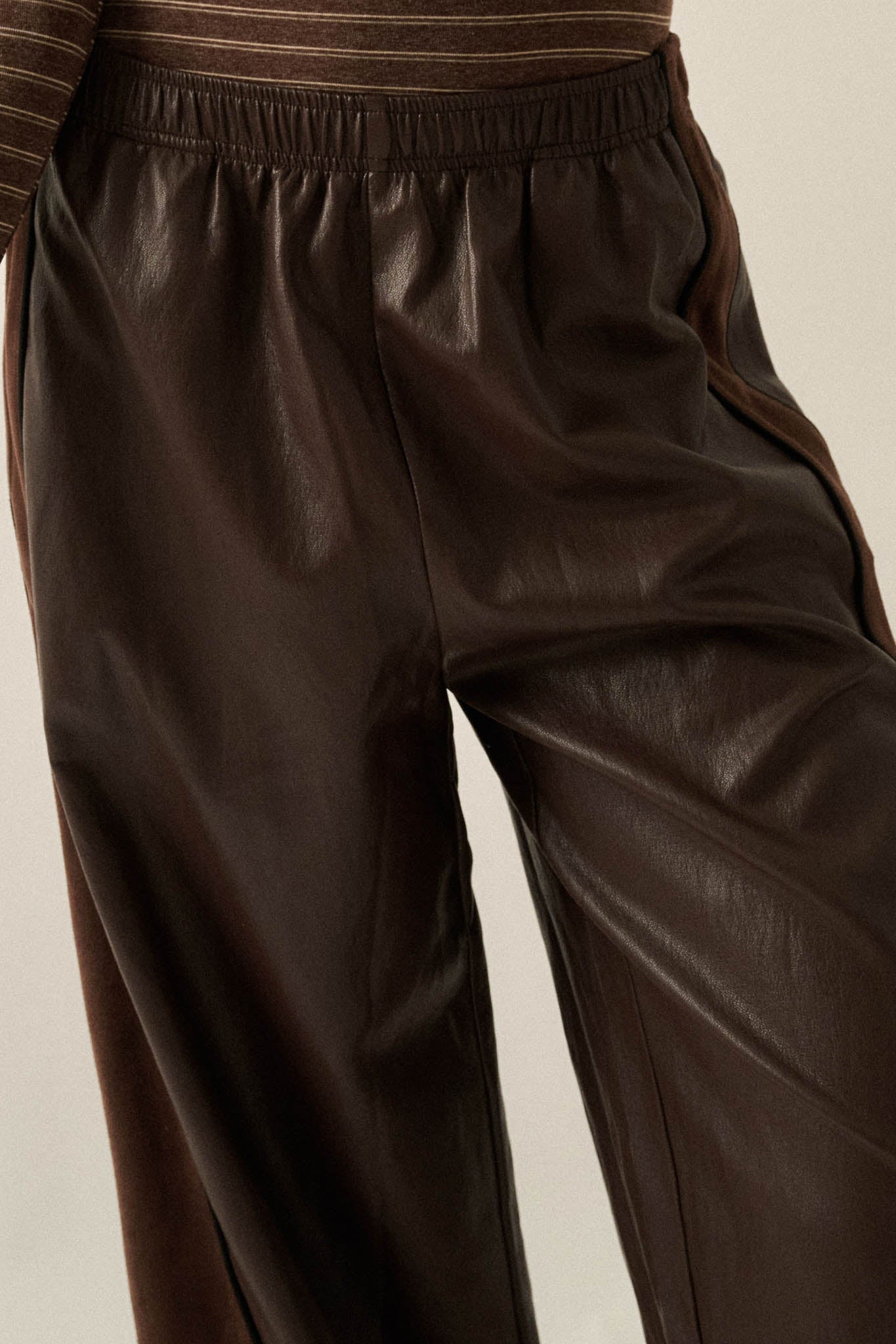 Faux Real Vegan Leather and Suede Wide-Leg Pants - ShopPromesa