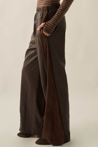 Faux Real Vegan Leather and Suede Wide-Leg Pants - ShopPromesa