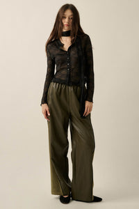 Faux Real Vegan Leather and Suede Wide-Leg Pants - ShopPromesa