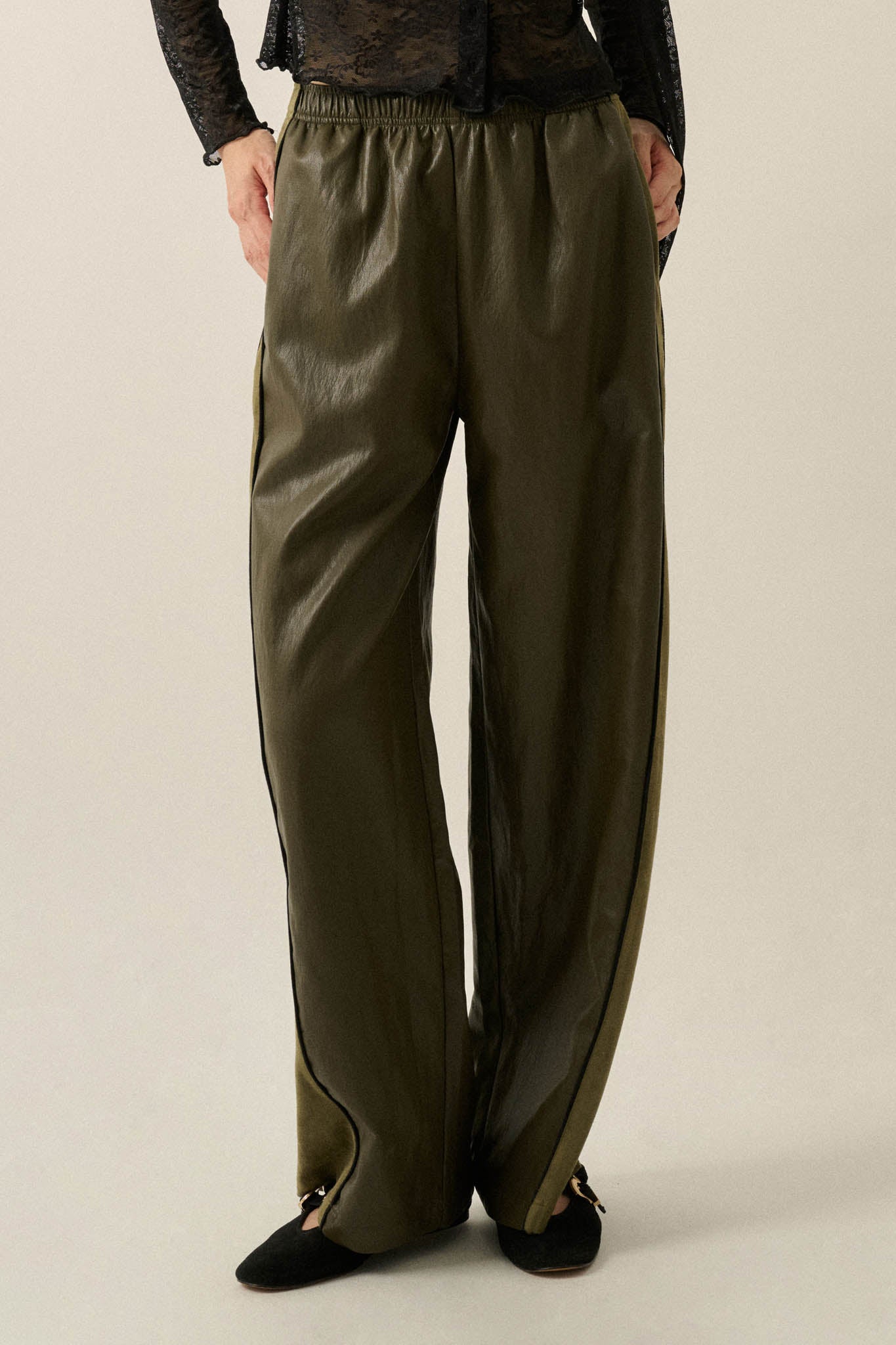 Faux Real Vegan Leather and Suede Wide-Leg Pants - ShopPromesa