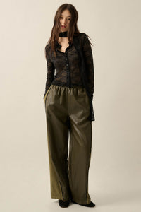 Faux Real Vegan Leather and Suede Wide-Leg Pants - ShopPromesa