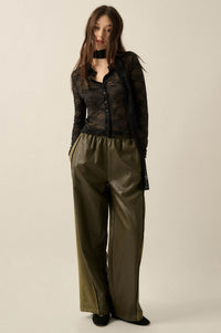 Faux Real Vegan Leather and Suede Wide-Leg Pants - ShopPromesa