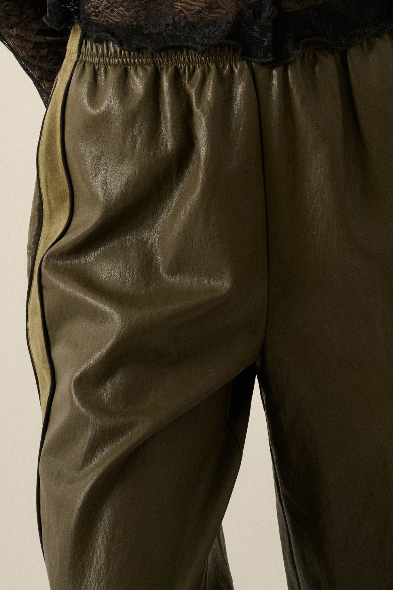 Faux Real Vegan Leather and Suede Wide-Leg Pants - ShopPromesa