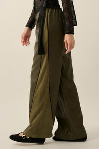 Faux Real Vegan Leather and Suede Wide-Leg Pants - ShopPromesa