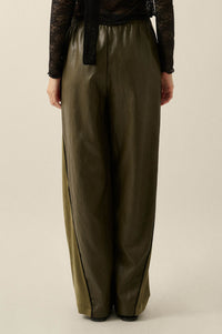 Faux Real Vegan Leather and Suede Wide-Leg Pants - ShopPromesa