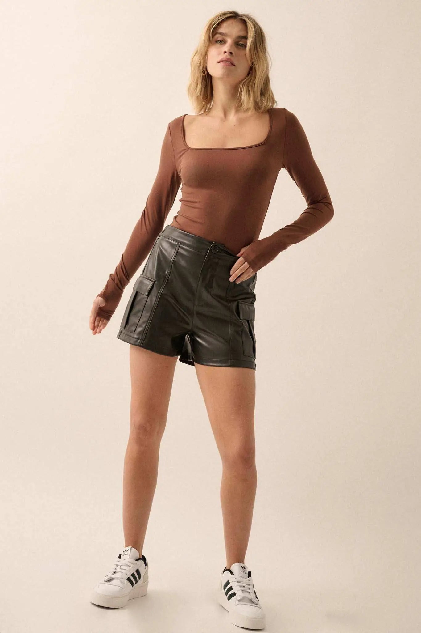 Hot Shot Vegan Leather Cargo Shorts - ShopPromesa