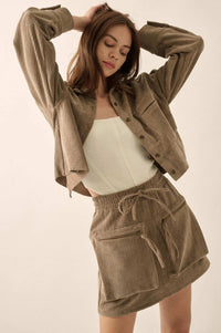 Carried Away Corduroy Cargo Mini Skirt - ShopPromesa