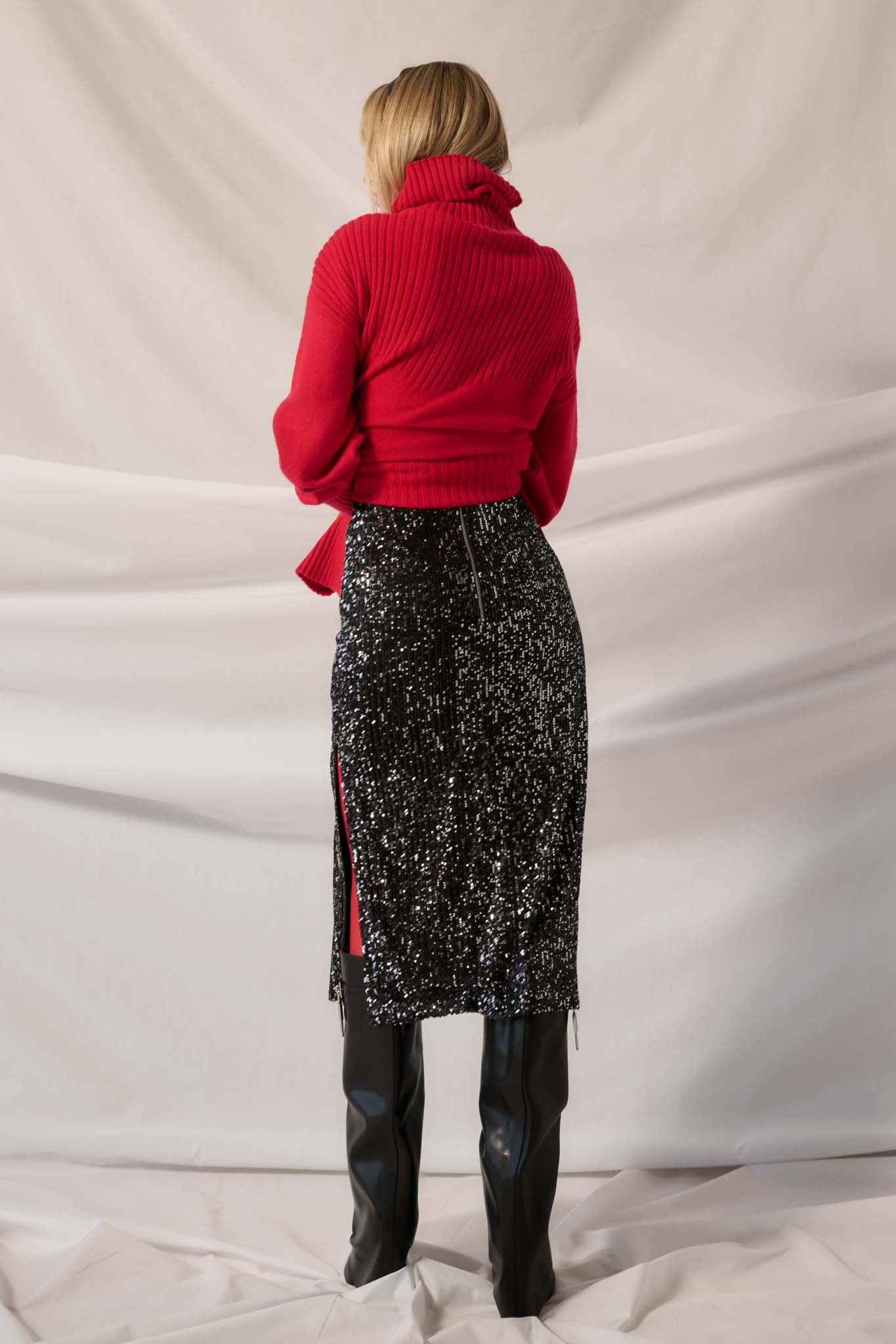 Heart of Glass Sequin Pencil Skirt