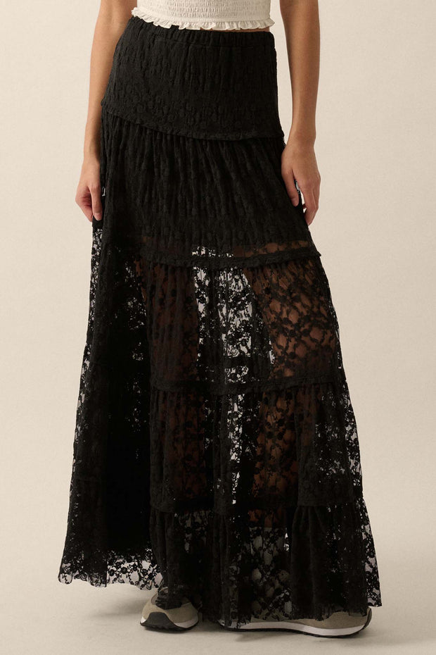Delicate Dreams Floral Lace Tiered Maxi Skirt - ShopPromesa