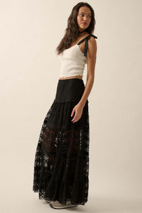 Delicate Dreams Floral Lace Tiered Maxi Skirt - ShopPromesa