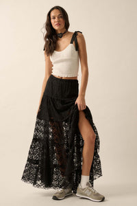 Delicate Dreams Floral Lace Tiered Maxi Skirt - ShopPromesa