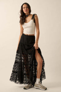 Delicate Dreams Floral Lace Tiered Maxi Skirt - ShopPromesa