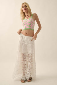 Delicate Dreams Floral Lace Tiered Maxi Skirt - ShopPromesa