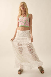 Delicate Dreams Floral Lace Tiered Maxi Skirt - ShopPromesa