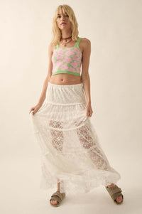 Delicate Dreams Floral Lace Tiered Maxi Skirt - ShopPromesa