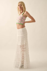 Delicate Dreams Floral Lace Tiered Maxi Skirt - ShopPromesa