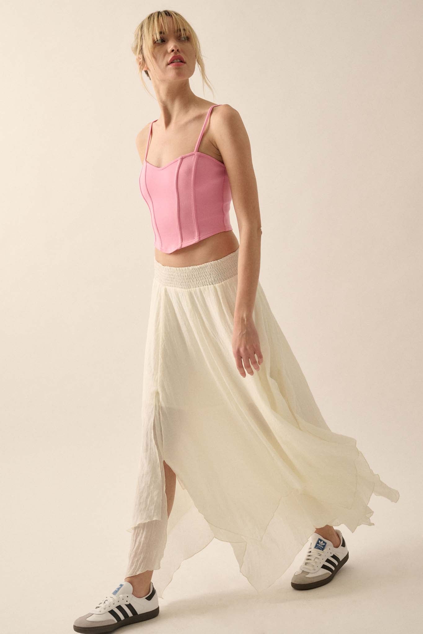 Free as Air Layered Gauze Handkerchief Maxi Skirt - ShopPromesa