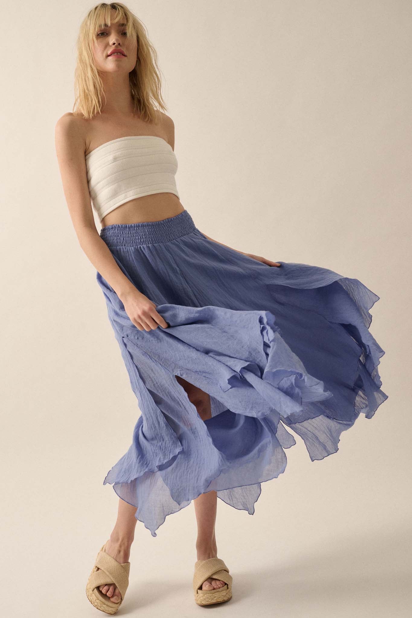 Free as Air Layered Gauze Handkerchief Maxi Skirt - ShopPromesa