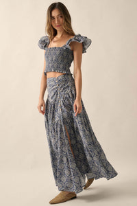 Lavish Blossoms Floral Tiered Ruffle Maxi Skirt - ShopPromesa