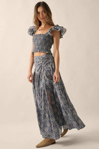 Lavish Blossoms Floral Tiered Ruffle Maxi Skirt - ShopPromesa