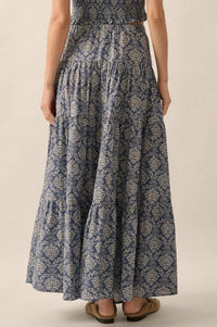 Lavish Blossoms Floral Tiered Ruffle Maxi Skirt - ShopPromesa