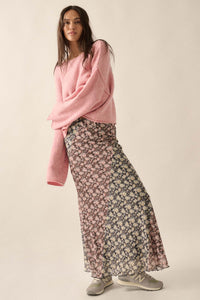 Blooming Up Paneled Floral Mesh Maxi Skirt - ShopPromesa