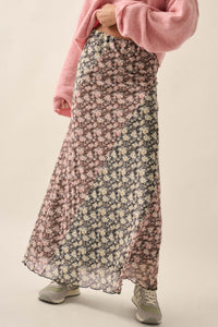 Blooming Up Paneled Floral Mesh Maxi Skirt - ShopPromesa