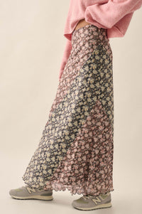 Blooming Up Paneled Floral Mesh Maxi Skirt - ShopPromesa