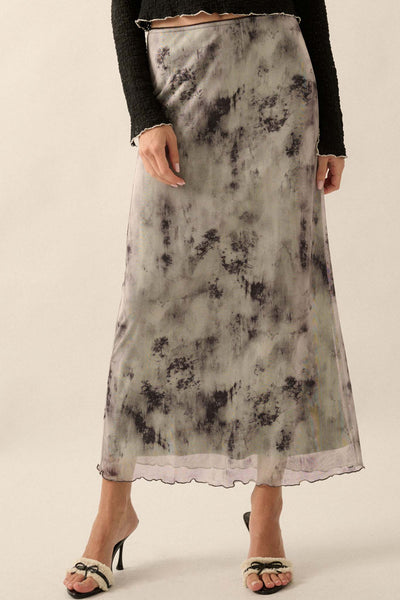 Smoke on the Water Tie-Dye Mesh Maxi Skirt - ShopPromesa