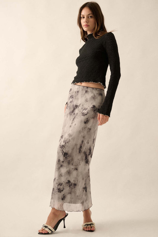 Smoke on the Water Tie-Dye Mesh Maxi Skirt - ShopPromesa