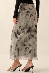 Smoke on the Water Tie-Dye Mesh Maxi Skirt - ShopPromesa