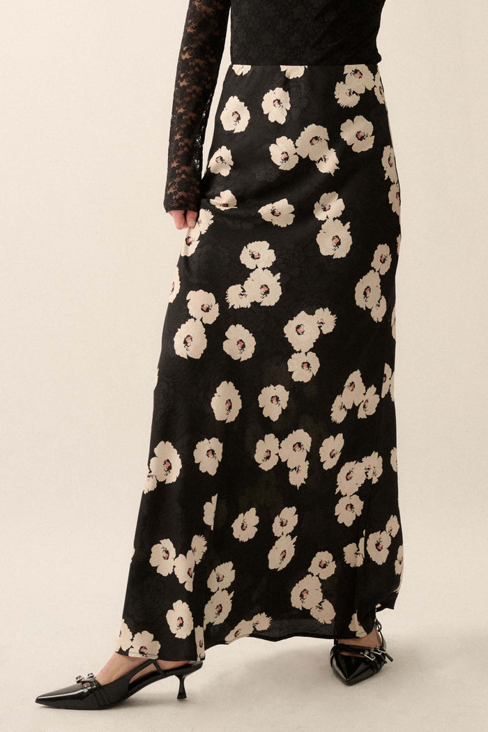 Silken Petals Floral Jacquard A-Line Maxi Skirt - ShopPromesa