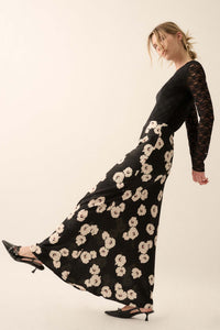 Silken Petals Floral Jacquard A-Line Maxi Skirt - ShopPromesa