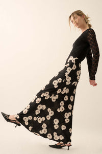 Silken Petals Floral Jacquard A-Line Maxi Skirt - ShopPromesa